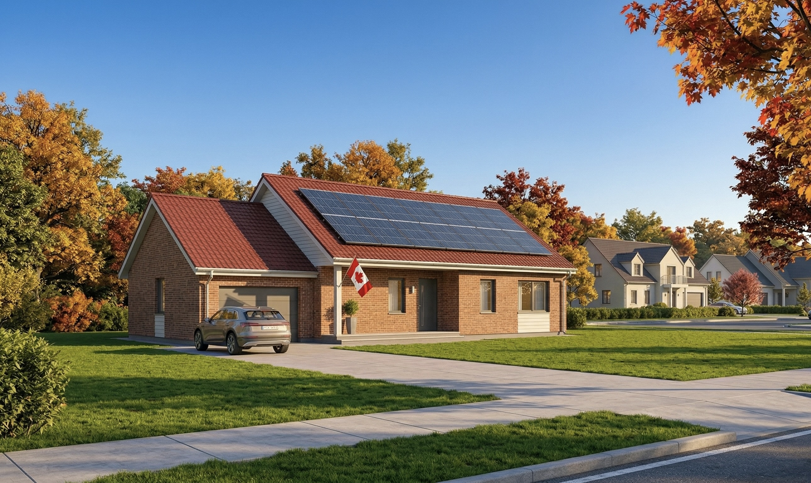 Solar panels installed on a Canadian suburban home